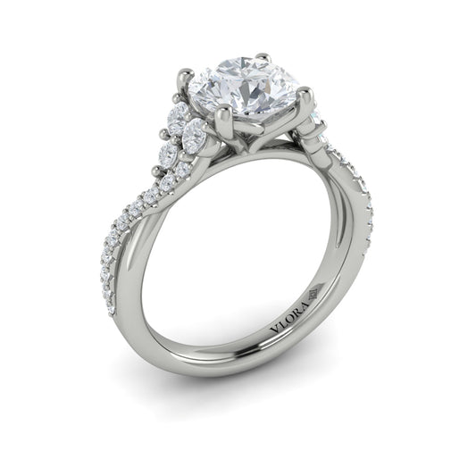 14K White Gold Botanical Diamond Engagement Ring