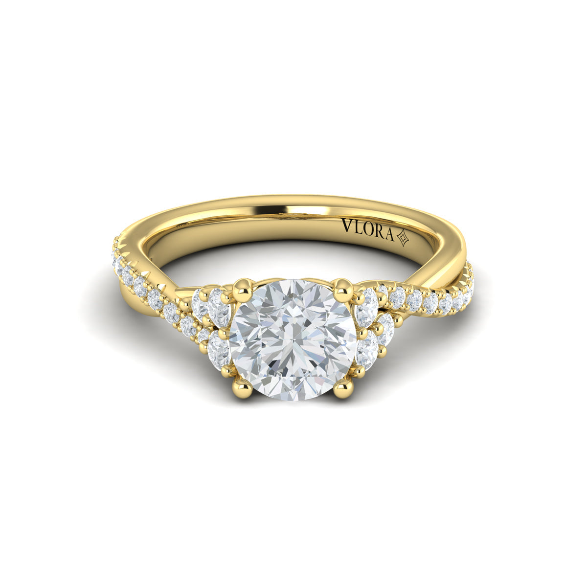 14kt Yellow Gold Botanical Diamond Engagement Ring