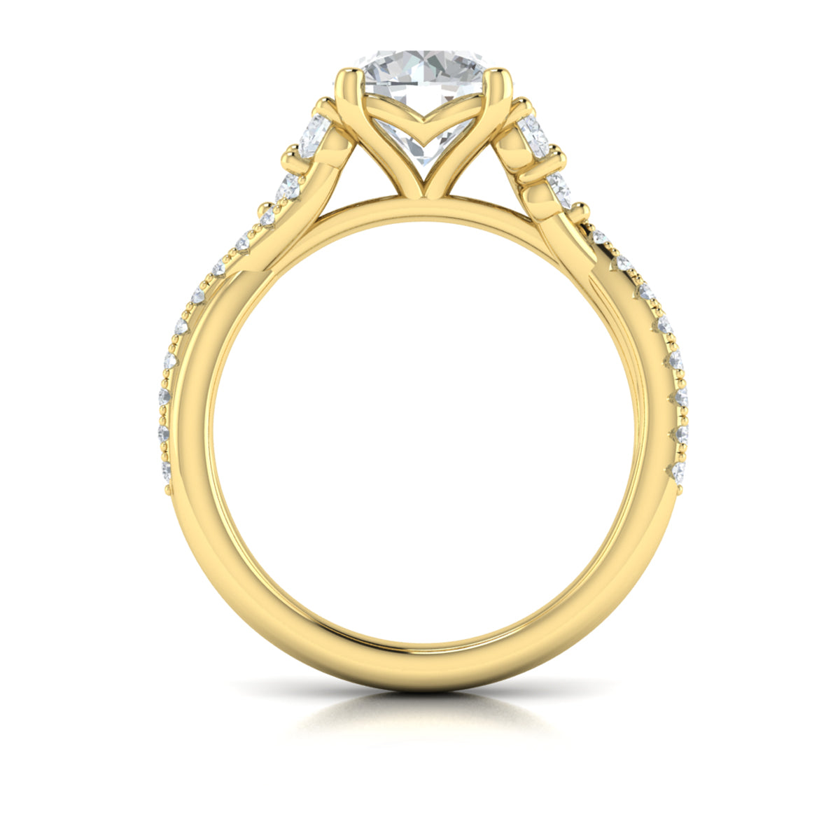 14kt Yellow Gold Botanical Diamond Engagement Ring
