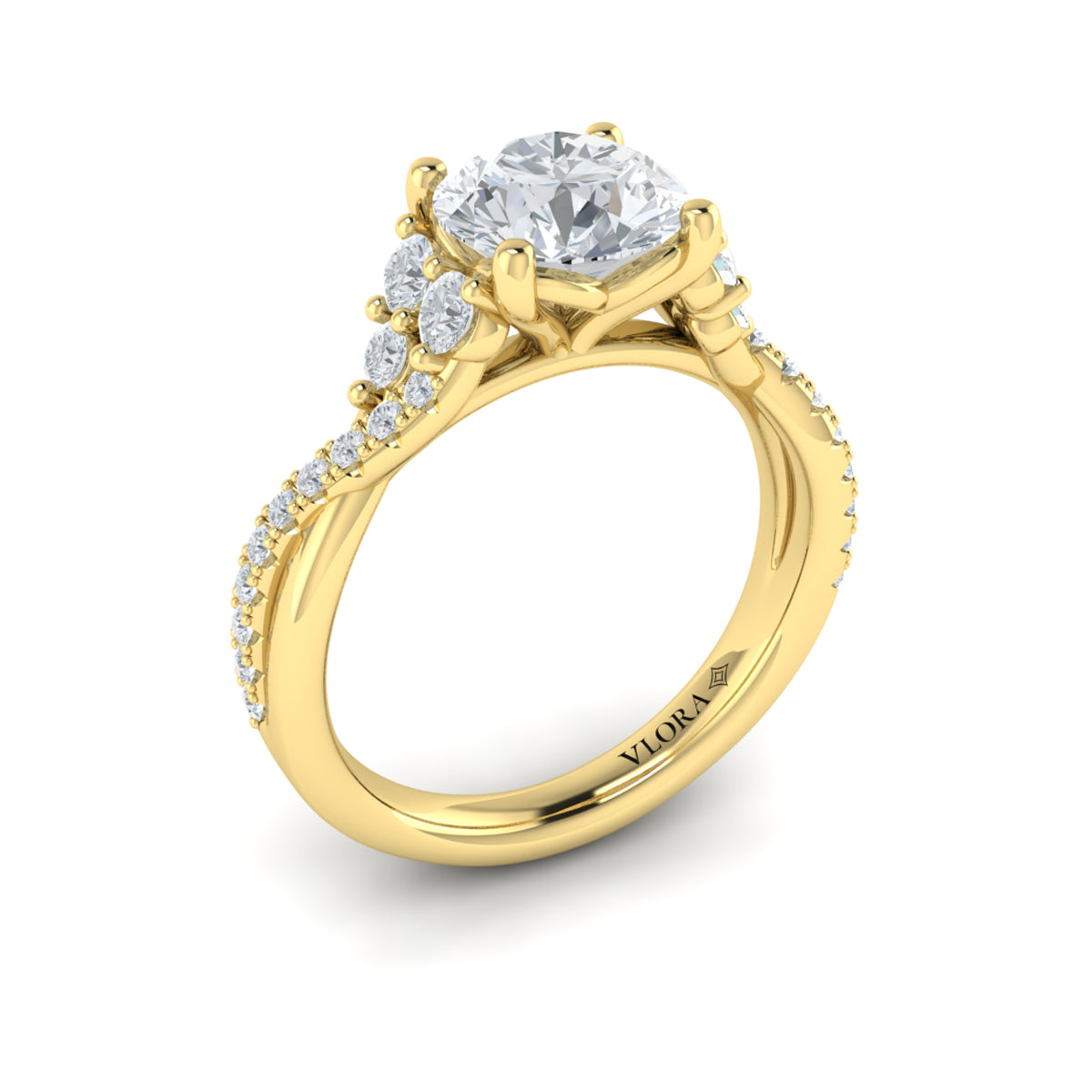 14kt Yellow Gold Botanical Diamond Engagement Ring
