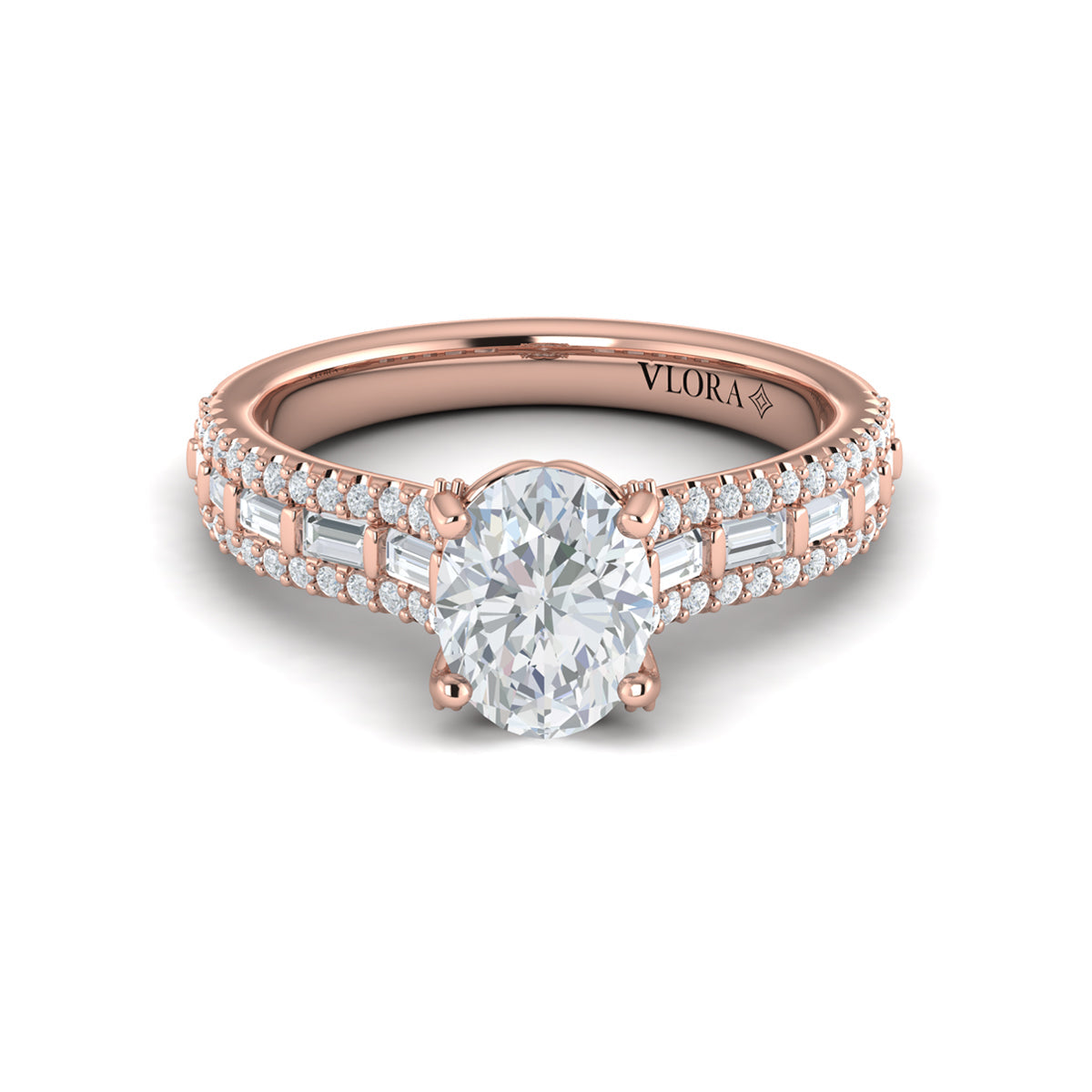 14kt Rose Gold Oval Diamond Engagement Ring