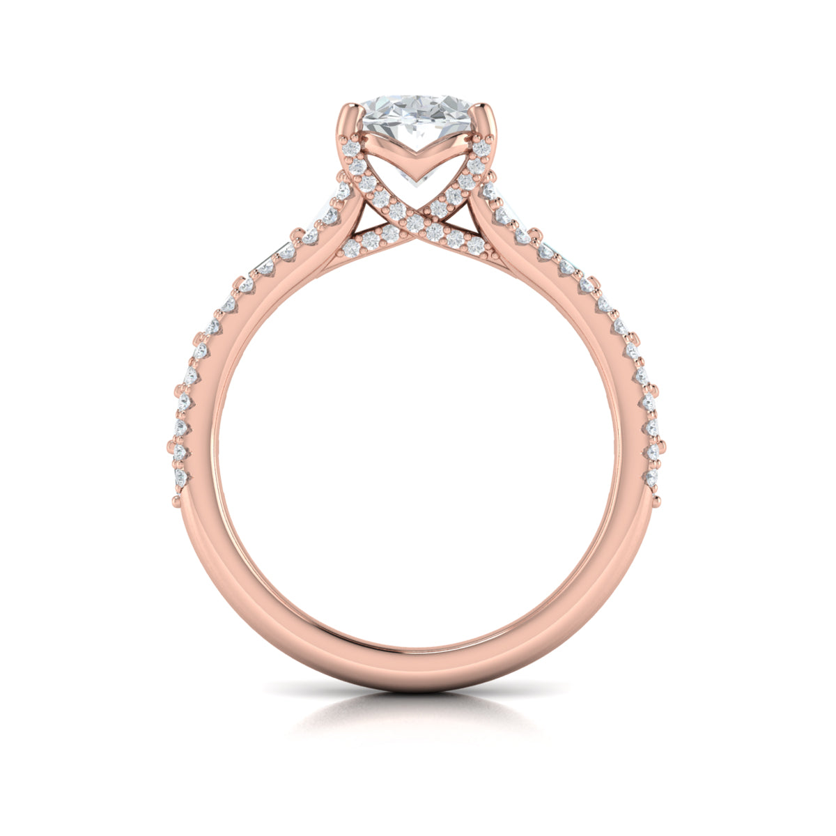 14kt Rose Gold Oval Diamond Engagement Ring