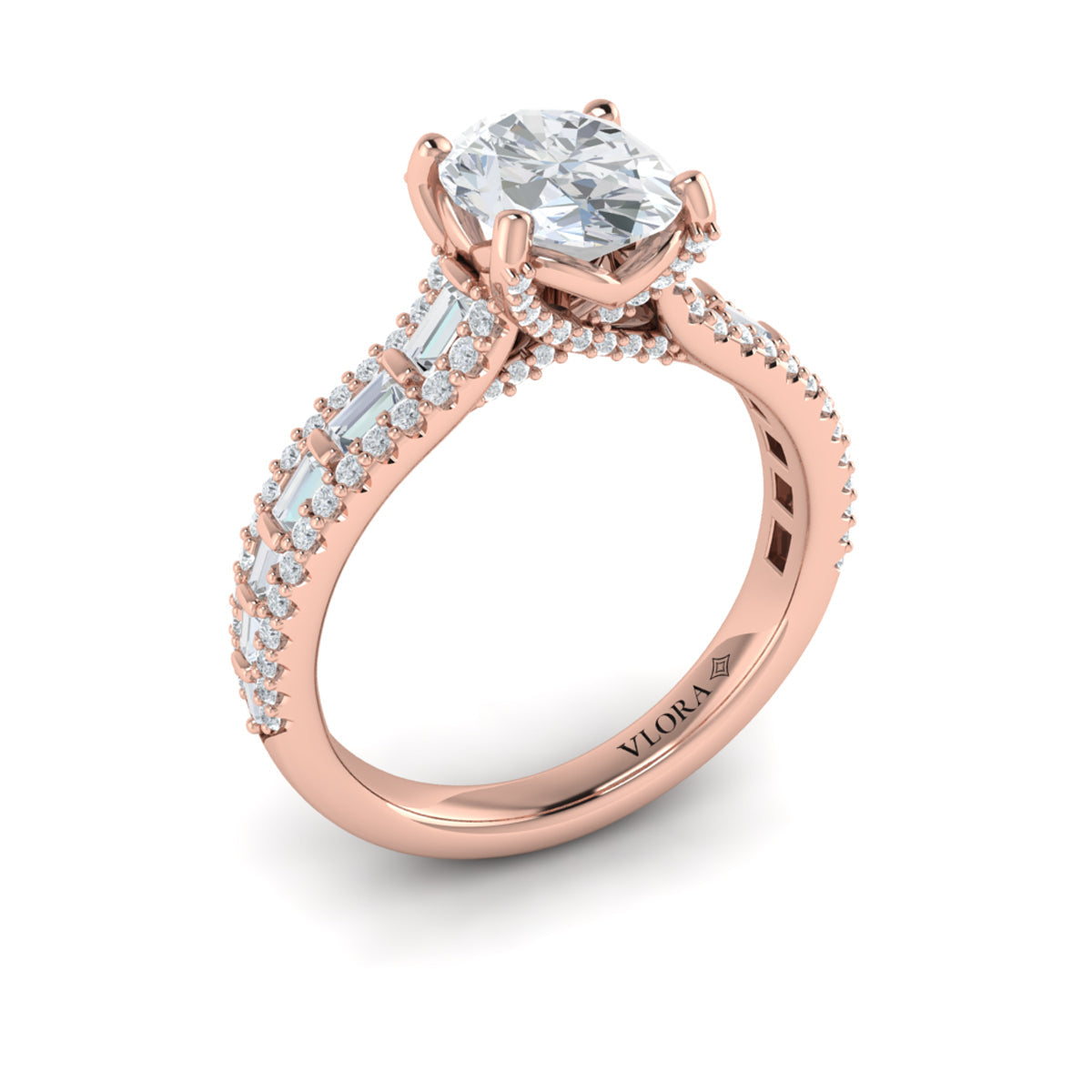 14kt Rose Gold Oval Diamond Engagement Ring