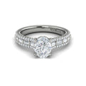 14K White Gold Oval & Emerald Cut Diamond Engagement Ring
