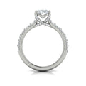 14K White Gold Oval & Emerald Cut Diamond Engagement Ring