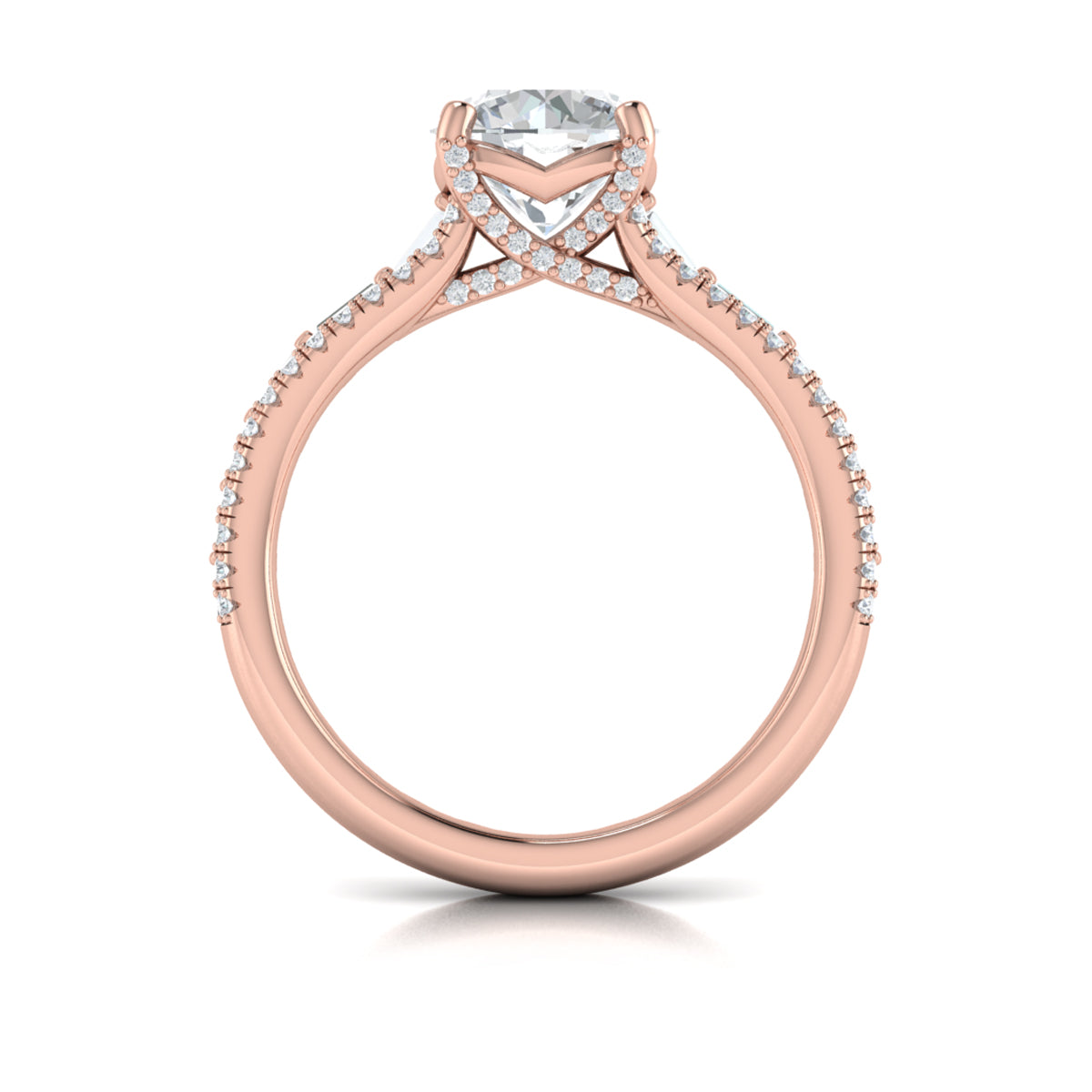 14kt Rose Gold Round Diamond Cathedral Engagement Ring