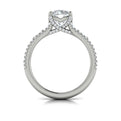 14K White Gold Multi-Cut Diamond Cathedral Ring