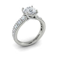 14K White Gold Multi-Cut Diamond Cathedral Ring