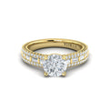 18kt Yellow Gold Round Diamond Cathedral Engagement Ring