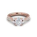 14kt Rose Gold Oval Diamond Vine Engagement Ring
