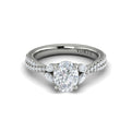 14K White Gold Oval Diamond Vine Engagement Ring