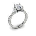 14K White Gold Oval Diamond Vine Engagement Ring