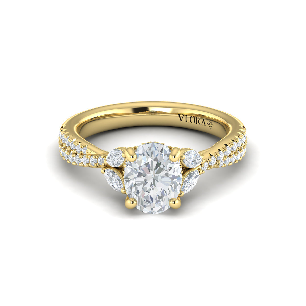 14kt Yellow Gold Oval Diamond Vine Engagement Ring