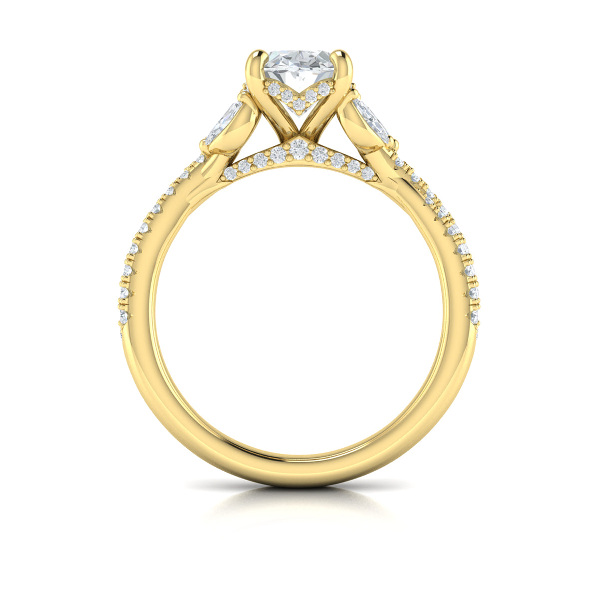 14kt Yellow Gold Oval Diamond Vine Engagement Ring