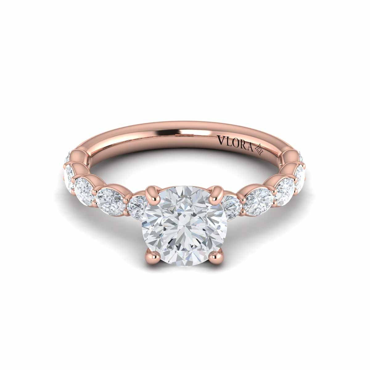 14kt Rose Gold Round Diamond Womens Engagement Ring