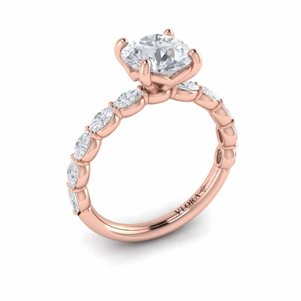 14kt Rose Gold Round Diamond Womens Engagement Ring