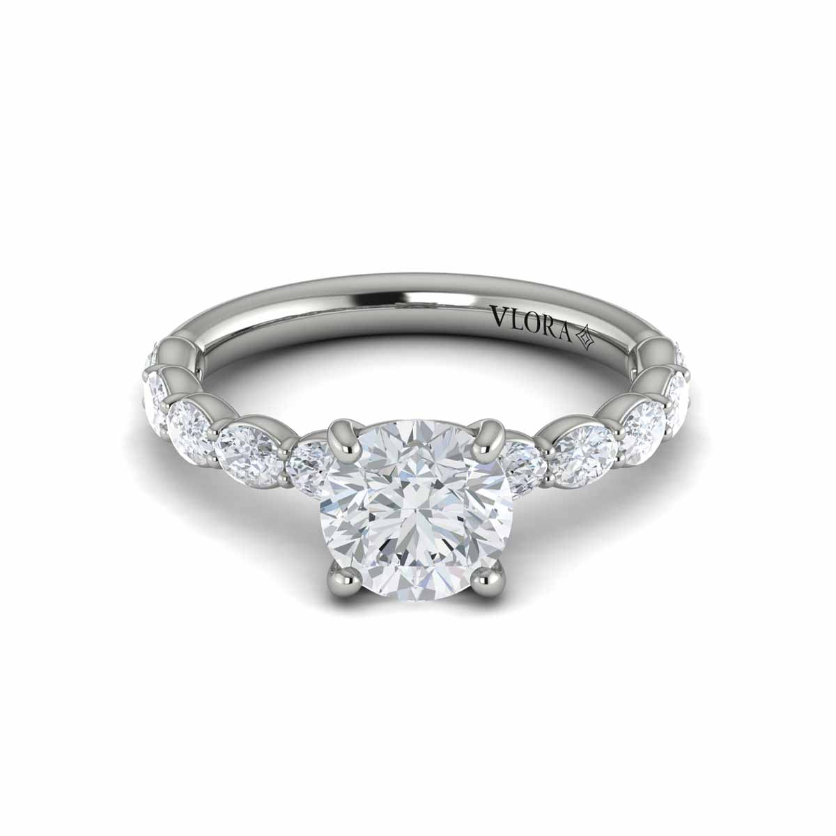 14K White Gold Round Diamond Classic Engagement Ring