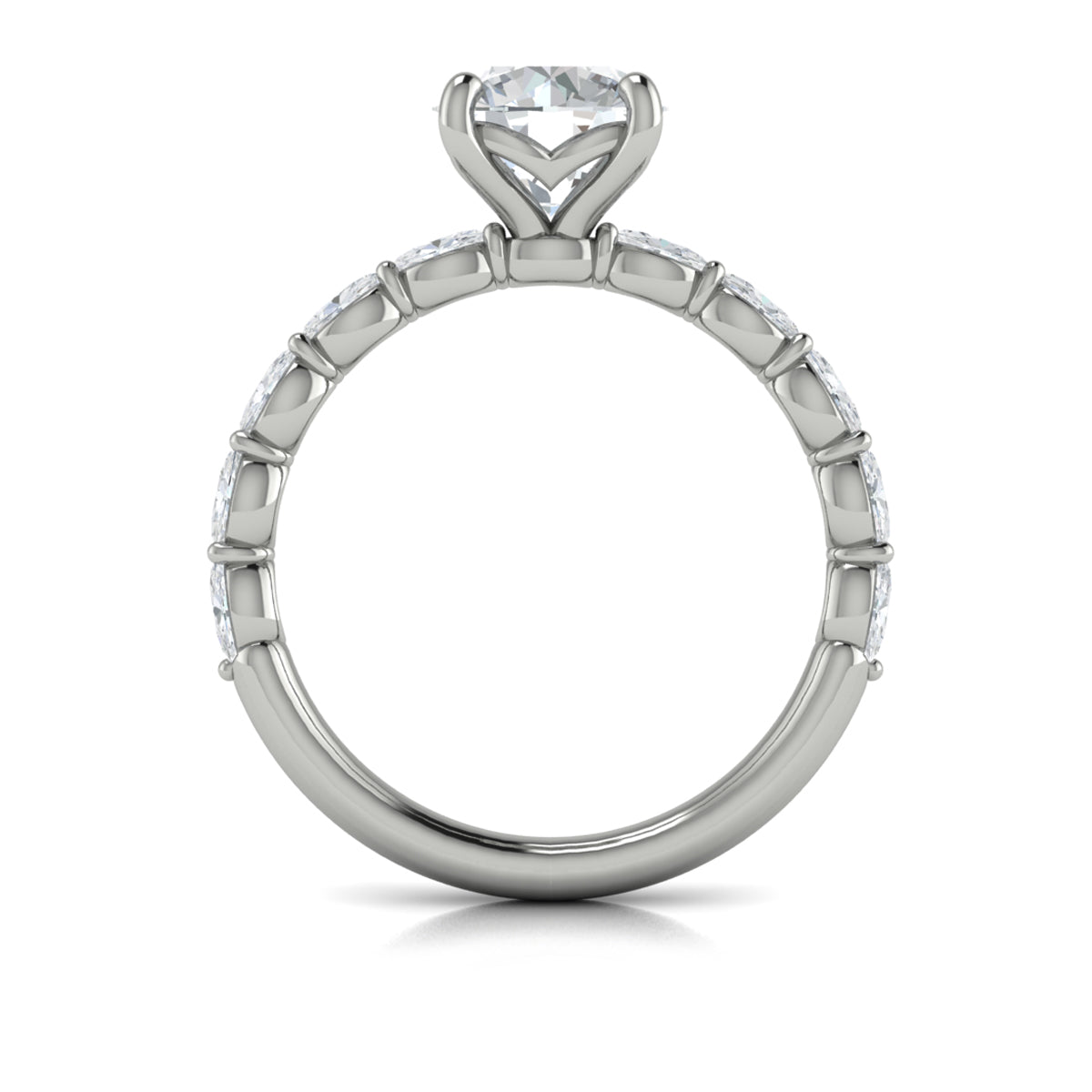 14K White Gold Round Diamond Classic Engagement Ring