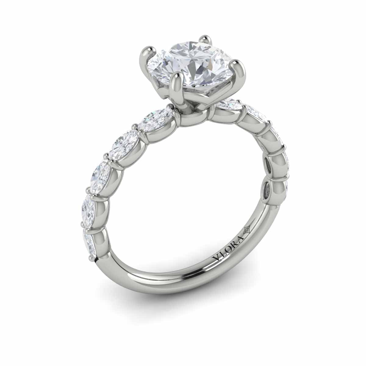 14K White Gold Round Diamond Classic Engagement Ring