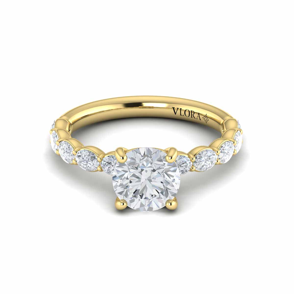 14kt Yellow Gold Round Diamond Womens Engagement Ring