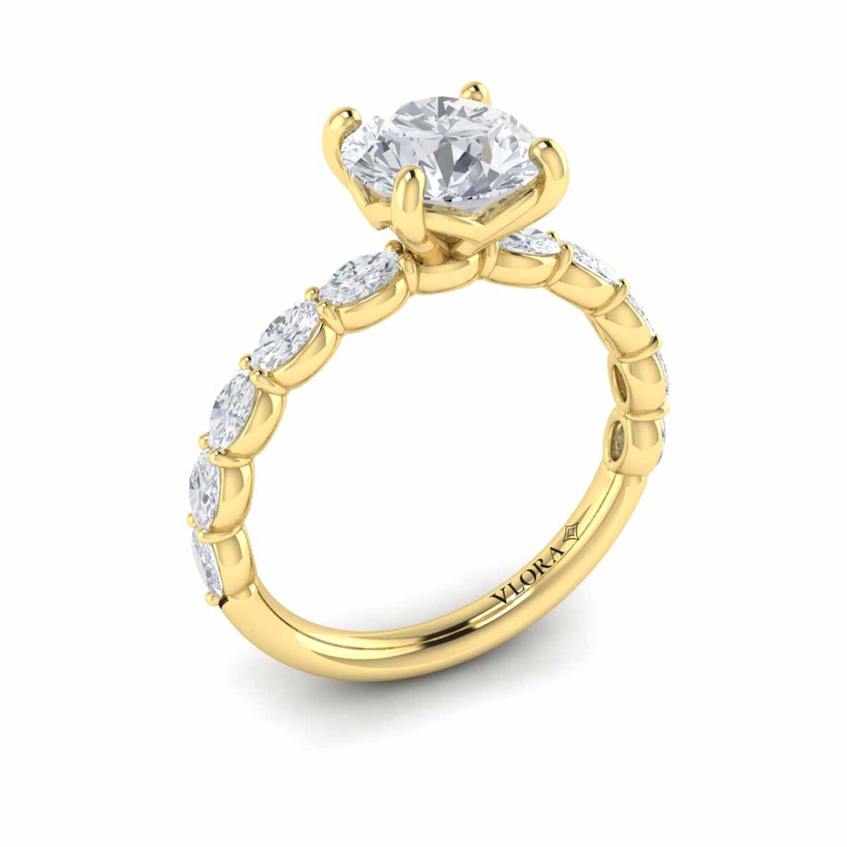 14kt Yellow Gold Round Diamond Womens Engagement Ring