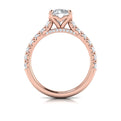 18kt Rose Gold Round Diamond Cathedral Engagement Ring