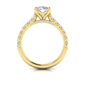 18kt Yellow Gold Round Diamond Cathedral Engagement Ring