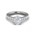 14K White Gold Oval Diamond Hidden Halo Engagement Ring