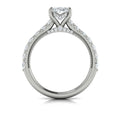 14K White Gold Oval Diamond Hidden Halo Engagement Ring