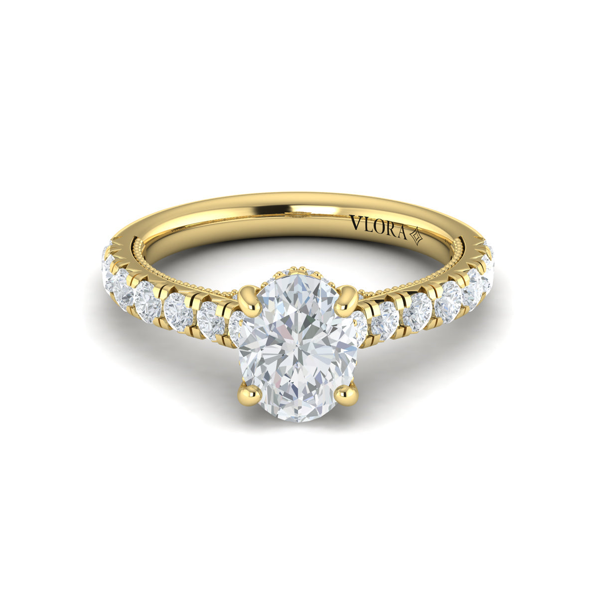 14kt Yellow Gold Oval Diamond Vintage Bridal Ring