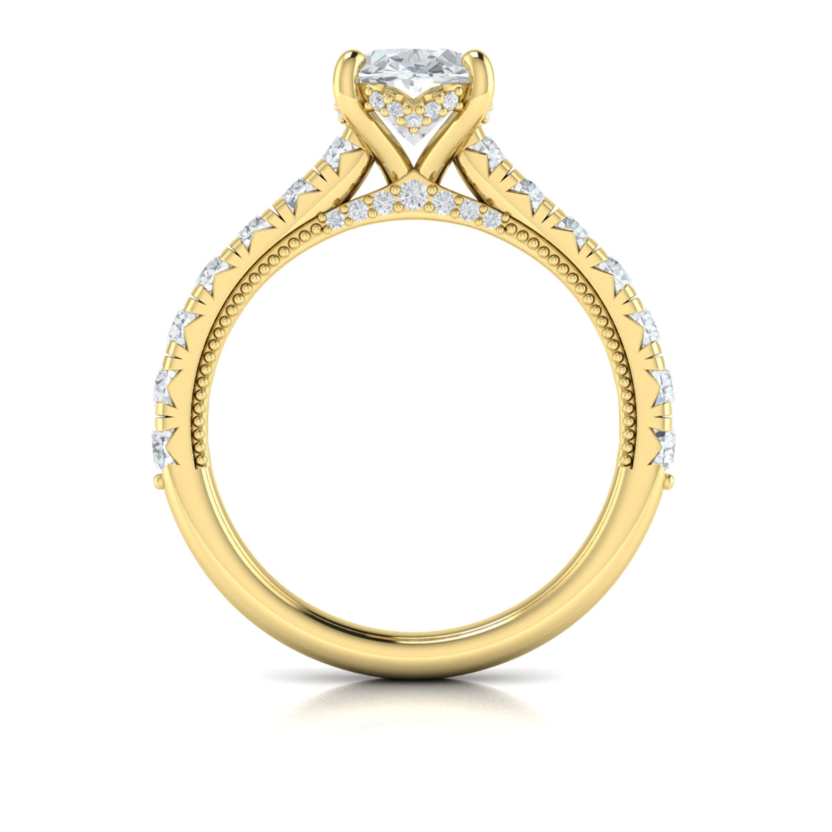 14kt Yellow Gold Oval Diamond Vintage Bridal Ring