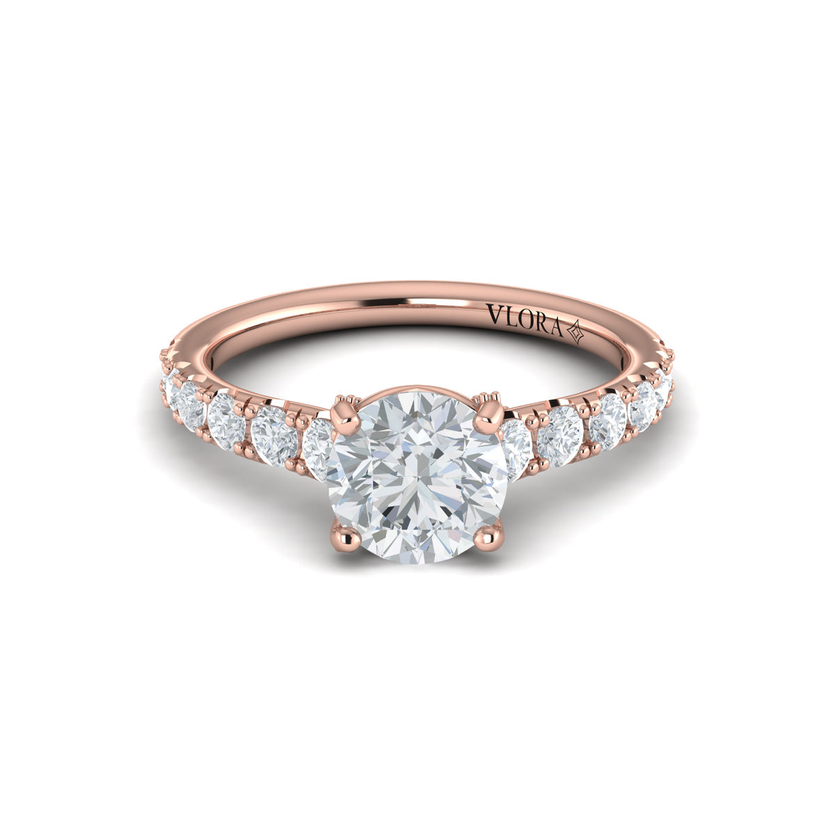 14kt Rose Gold Round Diamond Aspire Engagement Ring