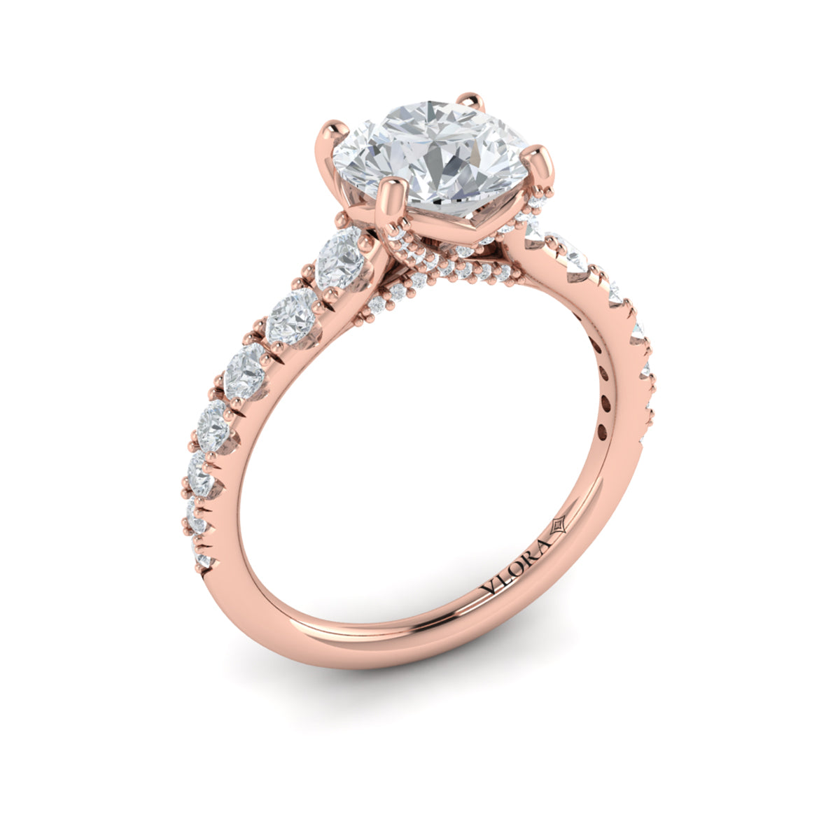 14kt Rose Gold Round Diamond Aspire Engagement Ring