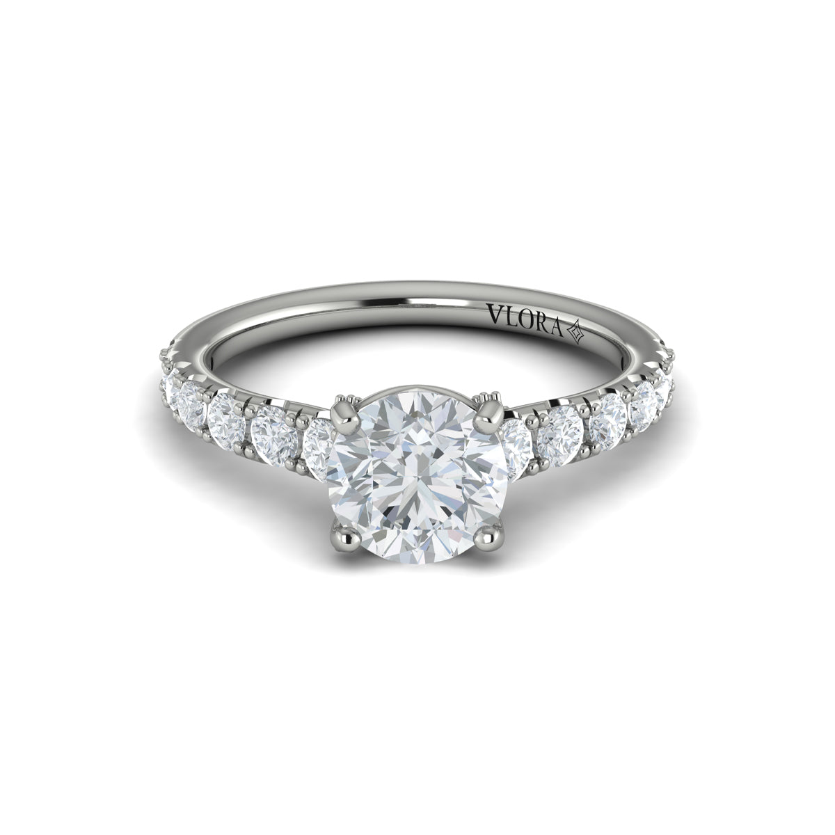 14K White Gold Round Diamond Aspire Engagement Ring
