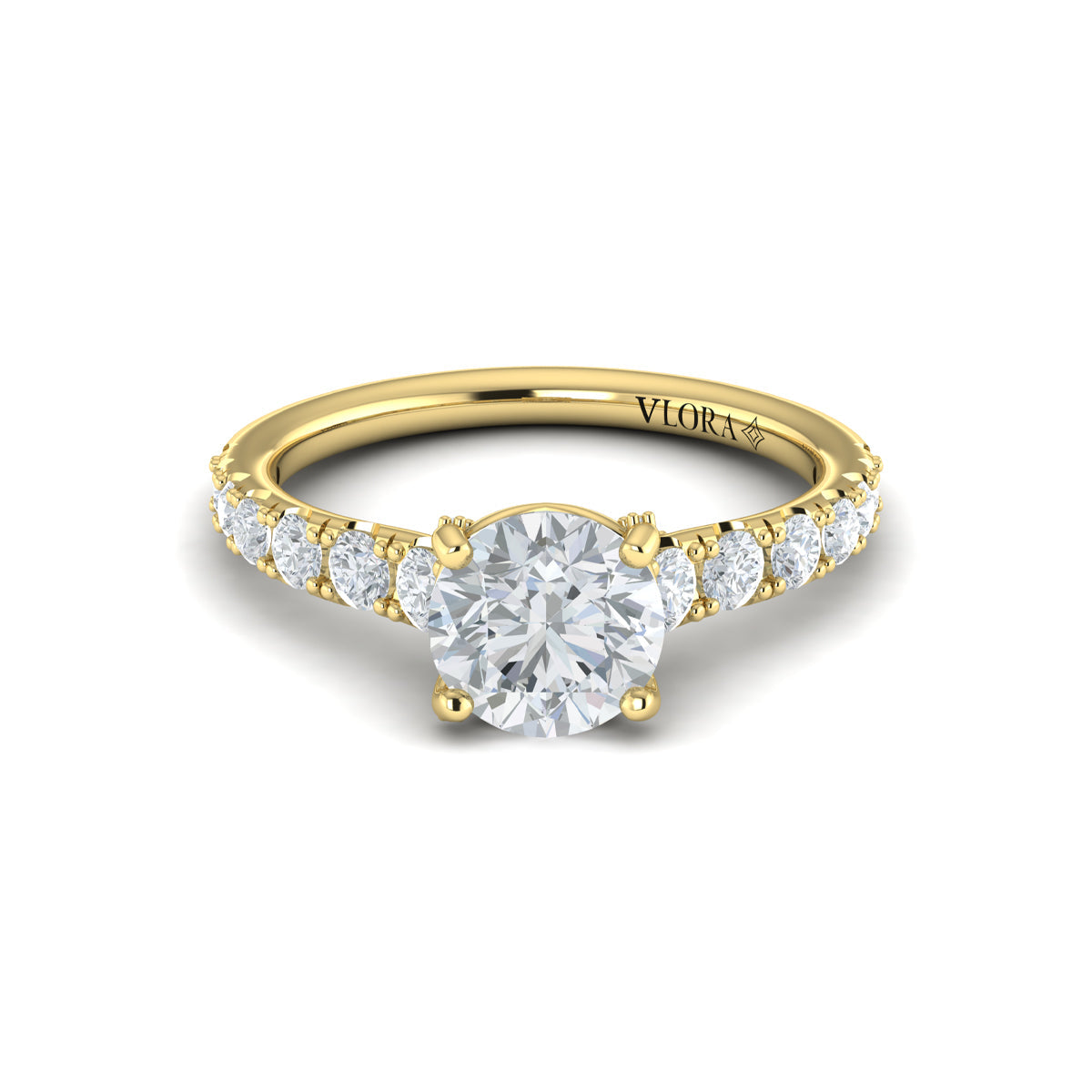 18kt Yellow Gold Round Diamond Aspire Engagement Ring