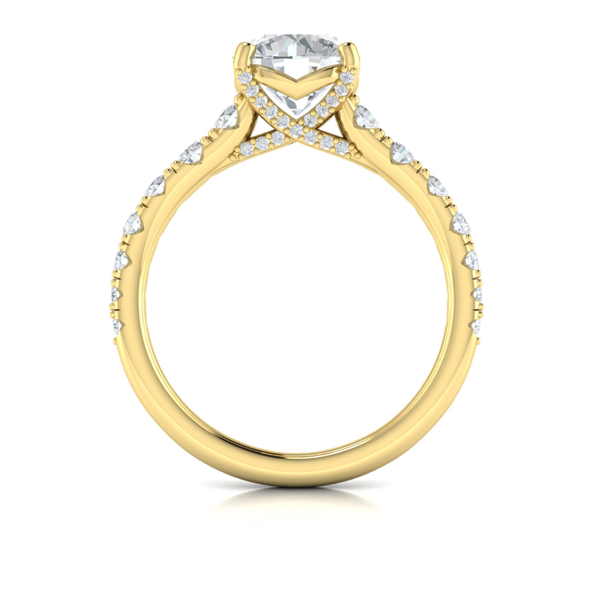 18kt Yellow Gold Round Diamond Aspire Engagement Ring