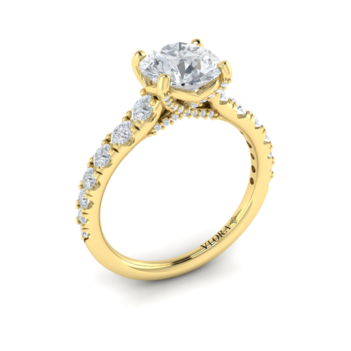 18kt Yellow Gold Round Diamond Aspire Engagement Ring
