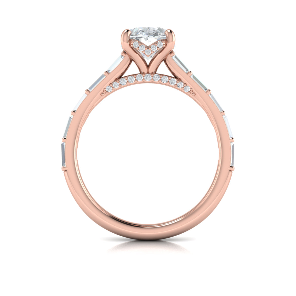 14kt Rose Gold Oval Diamond Hidden Halo Engagement Ring