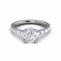 14K White Gold Oval Diamond Hidden Halo Engagement Ring