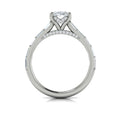 14K White Gold Oval Diamond Hidden Halo Engagement Ring
