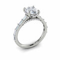 14K White Gold Oval Diamond Hidden Halo Engagement Ring