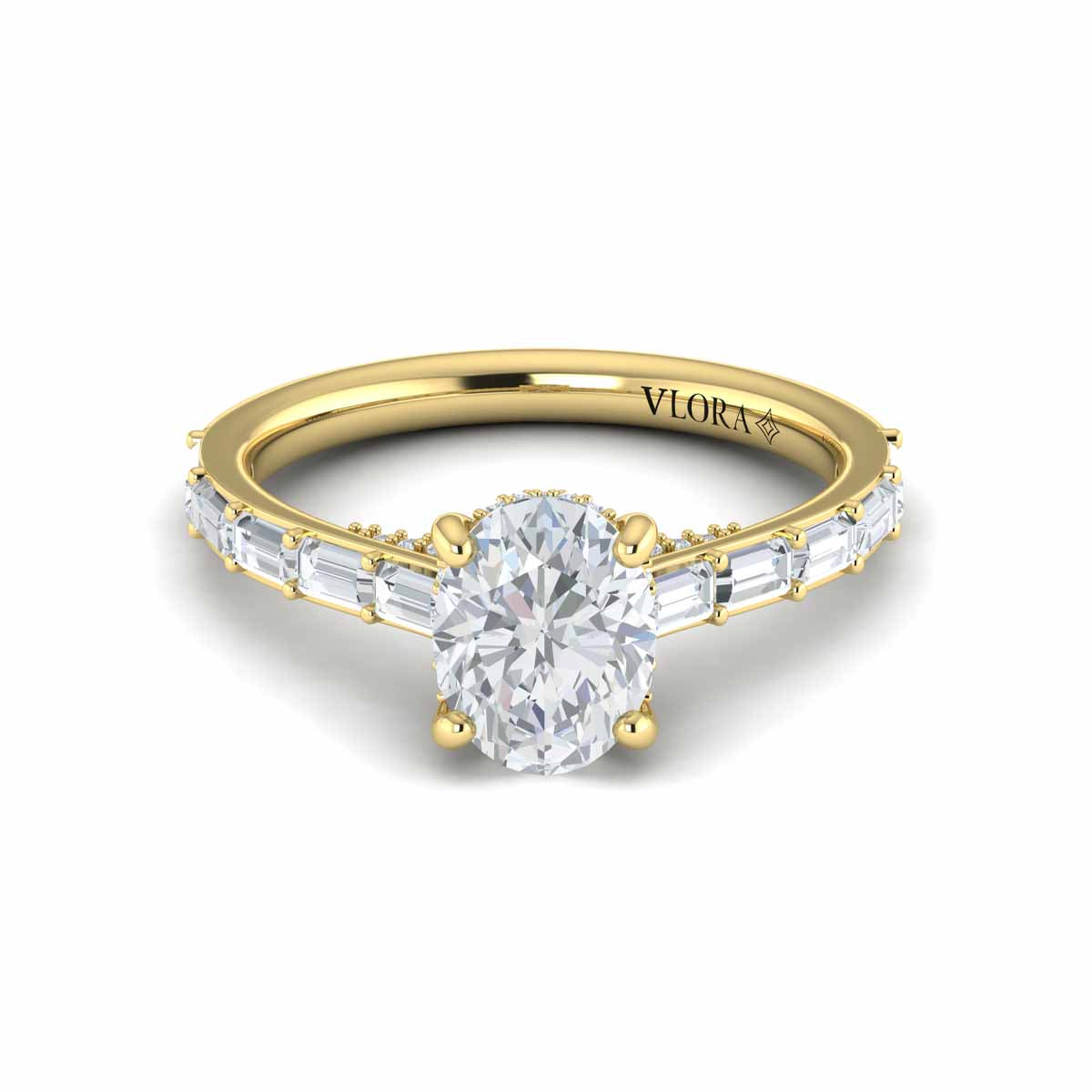 14kt Yellow Gold Oval Diamond Hidden Halo Engagement Ring