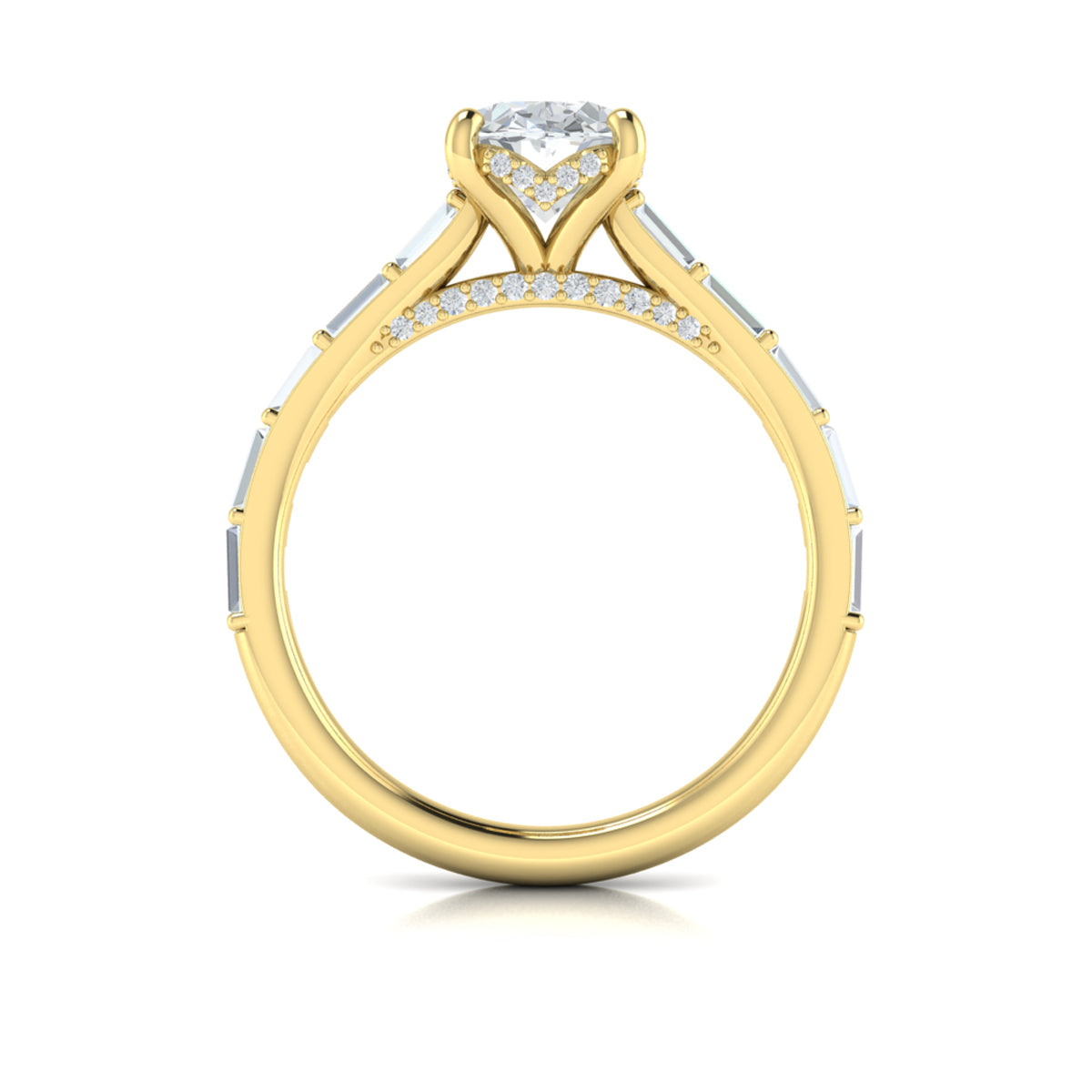 14kt Yellow Gold Oval Diamond Hidden Halo Engagement Ring