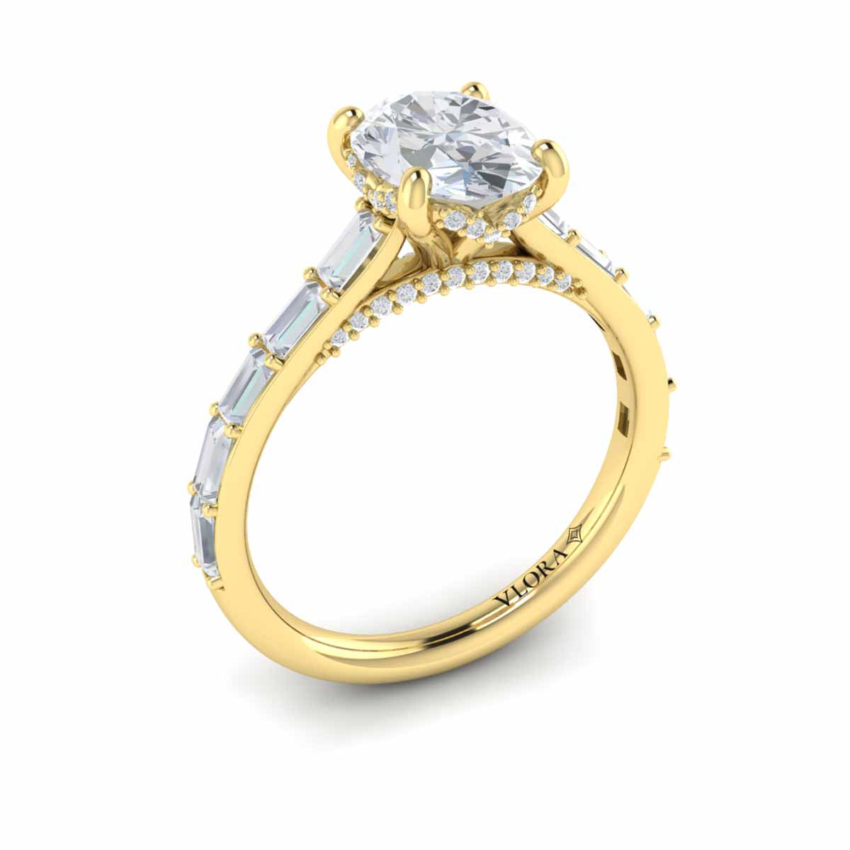 14kt Yellow Gold Oval Diamond Hidden Halo Engagement Ring