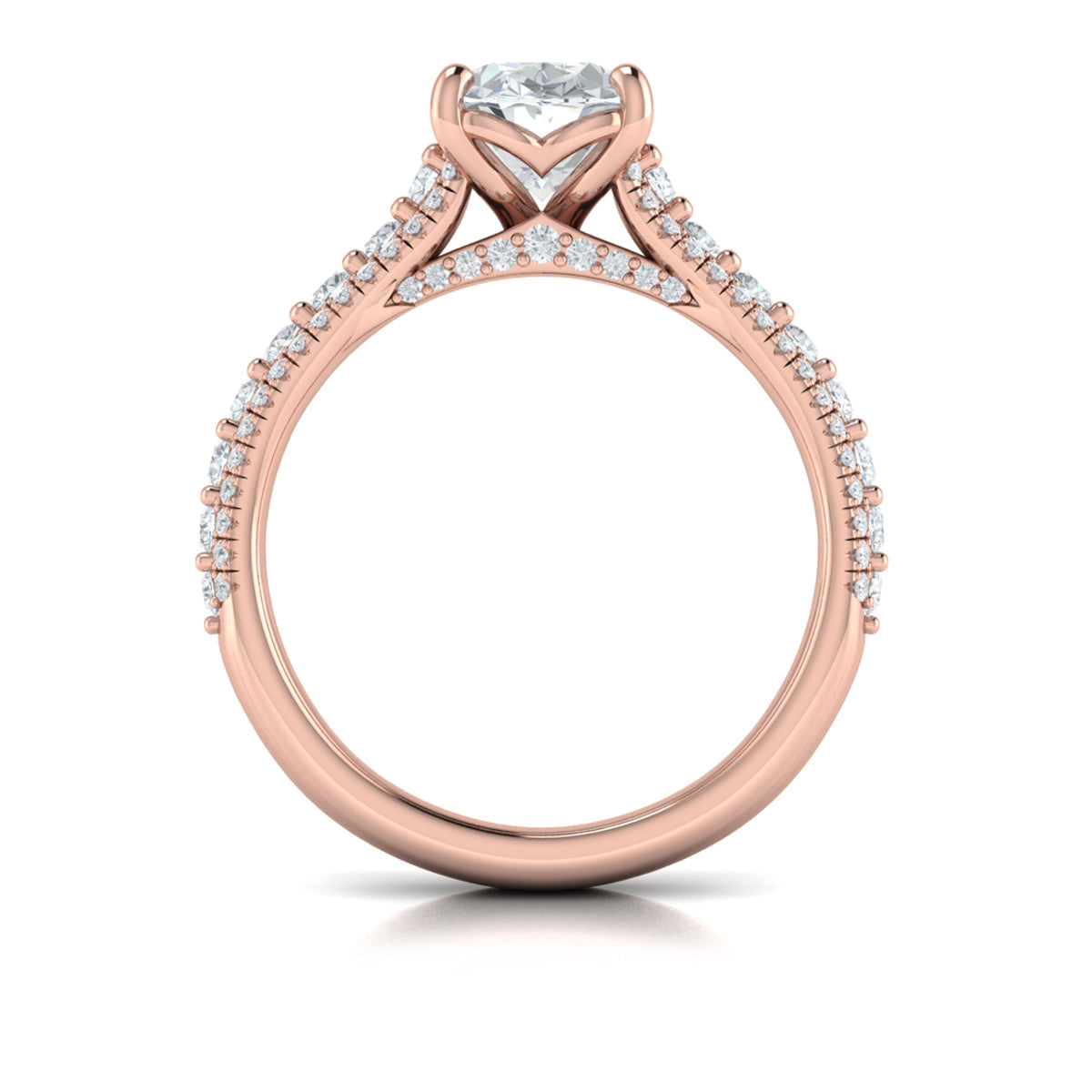 14kt Rose Gold Oval Diamond Cathedral Engagement Ring