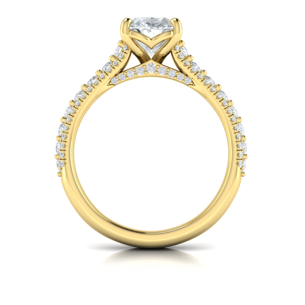 14kt Yellow Gold Oval Diamond Cathedral Engagement Ring
