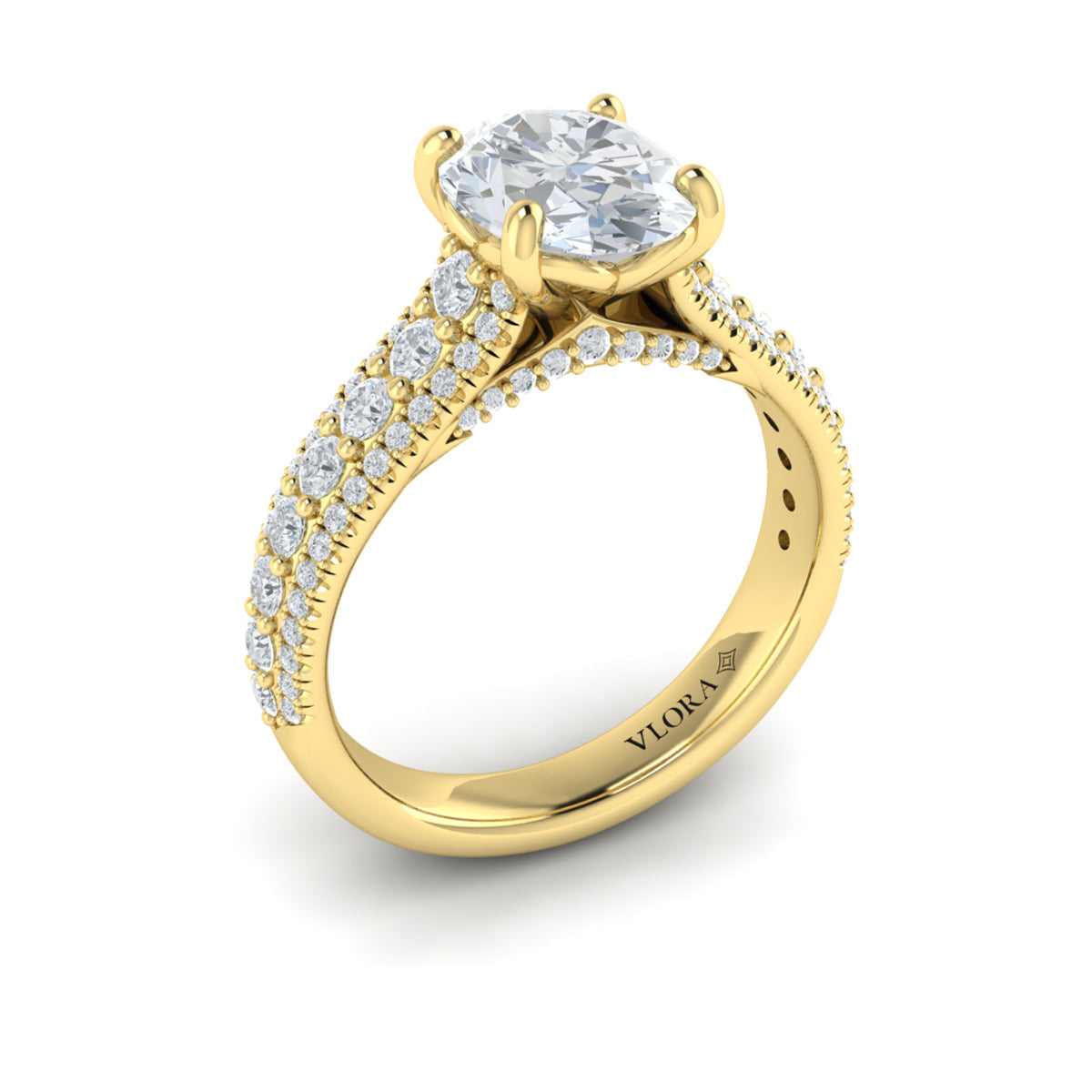 14kt Yellow Gold Oval Diamond Cathedral Engagement Ring