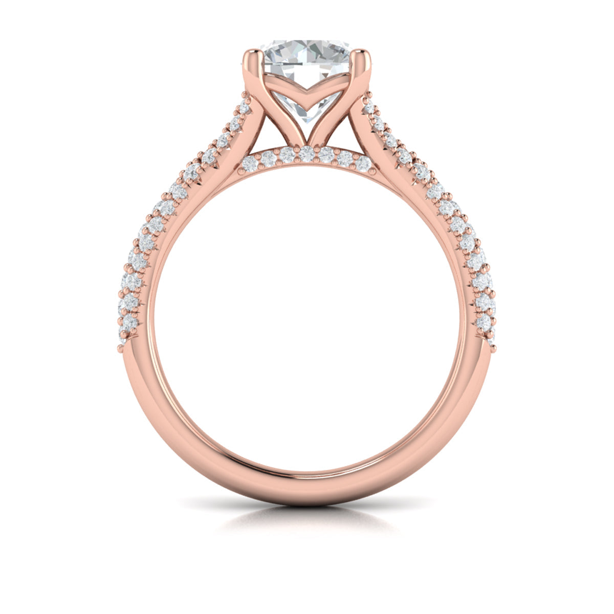 14kt Rose Gold Diamond Cathedral Split Shank Ring