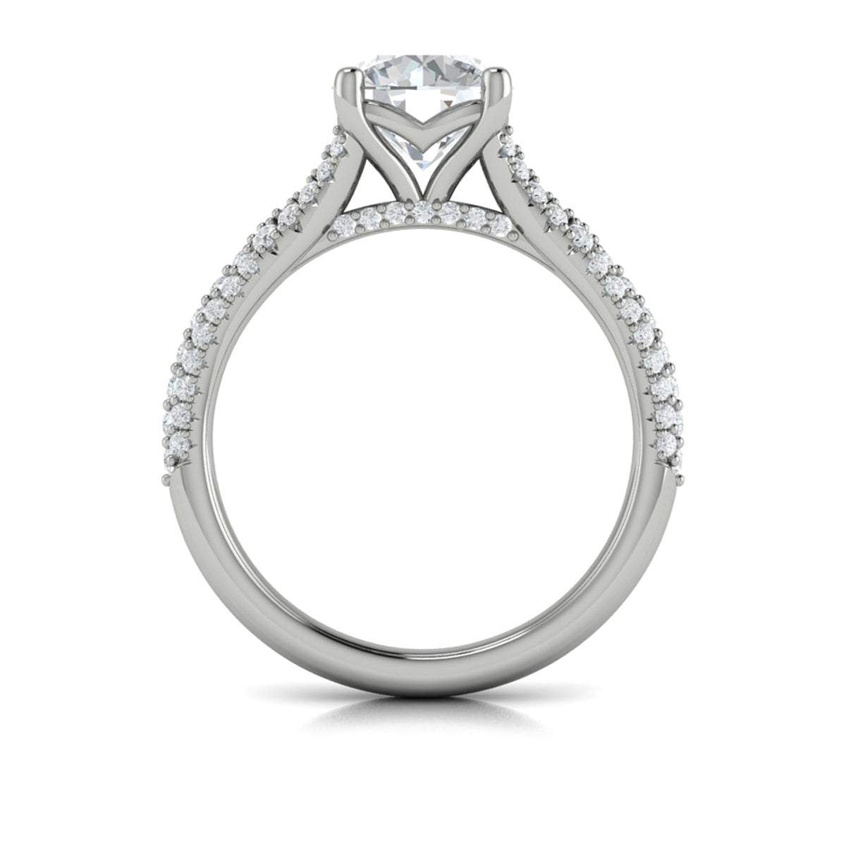 14K White Gold Cathedral Split Shank Diamond Ring