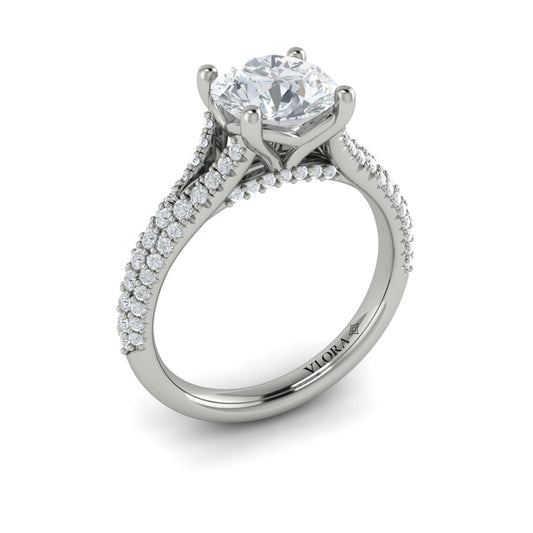 14K White Gold Cathedral Split Shank Diamond Ring